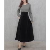 サッシュ付きベロアドッキングニットワンピース | JUNOAH | 詳細画像3