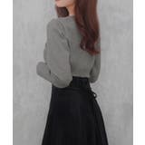 サッシュ付きベロアドッキングニットワンピース | JUNOAH | 詳細画像5