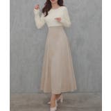 サッシュ付きベロアドッキングニットワンピース | JUNOAH | 詳細画像8