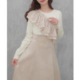 サッシュ付きベロアドッキングニットワンピース | JUNOAH | 詳細画像9