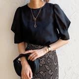 ブラック | パフスリーブシアートップス | JUNOAH