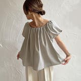 肩紐デザインオフショルボリュームスリーブブラウス | JUNOAH | 詳細画像10