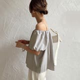 肩紐デザインオフショルボリュームスリーブブラウス | JUNOAH | 詳細画像12