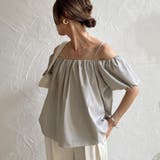 肩紐デザインオフショルボリュームスリーブブラウス | JUNOAH | 詳細画像13