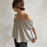 ライトグレー | 肩紐デザインオフショルボリュームスリーブブラウス | JUNOAH