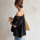 肩紐デザインオフショルボリュームスリーブブラウス | JUNOAH | 詳細画像9