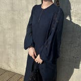 ネイビー | フラワージャガードシアーワンピース | JUNOAH