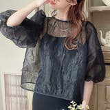 ワッシャーシアー2wayリボンブラウス | JUNOAH | 詳細画像10 