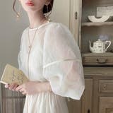 ワッシャーシアー2wayリボンブラウス | JUNOAH | 詳細画像2 