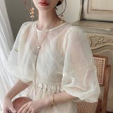 クリーム | ワッシャーシアー2wayリボンブラウス | JUNOAH