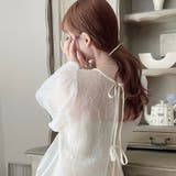 ワッシャーシアー2wayリボンブラウス | JUNOAH | 詳細画像5 