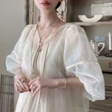 ワッシャーシアー2wayリボンブラウス | JUNOAH | 詳細画像6 