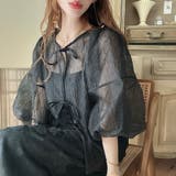 ワッシャーシアー2wayリボンブラウス | JUNOAH | 詳細画像12 