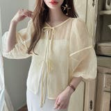 ワッシャーシアー2wayリボンブラウス | JUNOAH | 詳細画像2 