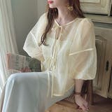 ワッシャーシアー2wayリボンブラウス | JUNOAH | 詳細画像4 