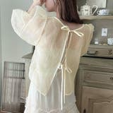 ワッシャーシアー2wayリボンブラウス | JUNOAH | 詳細画像6 