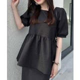 ブラック | ふくれジャガードペプラムトップス | JUNOAH