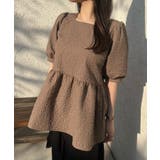 モカ | ふくれジャガードペプラムトップス | JUNOAH