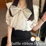 シアーフリルリボンブラウス | JUNOAH | 詳細画像1 
