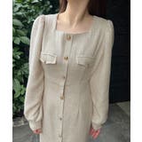 金ボタン薄手ツイードタイトワンピース | JUNOAH | 詳細画像3 