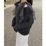 チュールリボンオフショルシャギーニット | JUNOAH | 詳細画像3