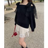 チュールリボンオフショルシャギーニット | JUNOAH | 詳細画像7