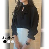 サテンライクリボンブラウス | JUNOAH | 詳細画像1