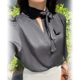 サテンライクリボンブラウス | JUNOAH | 詳細画像5