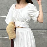 ホワイト | パフスリーブバックリボンショートトップス | JUNOAH