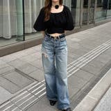 パフスリーブバックリボンショートトップス | JUNOAH | 詳細画像5