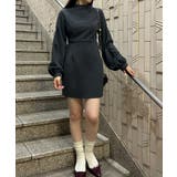 ブラック | ハイネックウエストタックミニワンピース | JUNOAH