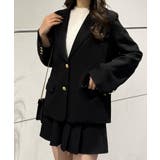 ブラック | 【肩パッド入り】金ボタンテーラードジャケット＋プリーツショートパンツset | JUNOAH
