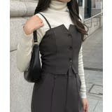 チャコール | バックレースアップビスチェ+スラックスパンツ set | JUNOAH