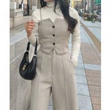 ライトベージュ | バックレースアップビスチェ+スラックスパンツ set | JUNOAH