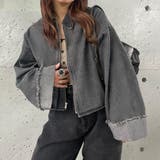 ブラック | デニムオーバーサイズショートジャケット | JUNOAH