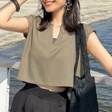 ベージュ | キーネックショートベスト | JUNOAH