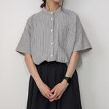 半袖バンドカラーストライプオーバーシャツ | JUNOAH | 詳細画像8