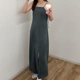 チャコール | タイトダブルストラップキャミワンピース | JUNOAH