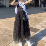 ブラック | チュールティアードキャミワンピース | JUNOAH