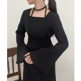 チョーカー付きウエストタックマーメイドワンピース | JUNOAH | 詳細画像2 