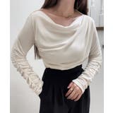 ホワイト | ドレープデザインカットソー | JUNOAH