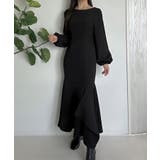 ブラック | ボートネックマーメイドワンピース | JUNOAH