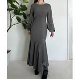 チャコール | ボートネックマーメイドワンピース | JUNOAH