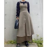 グレージュ | Wジップハイウエストレイヤード風キャミワンピース+プリーツスカート set | JUNOAH