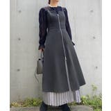 Wジップハイウエストレイヤード風キャミワンピース+プリーツスカート set | JUNOAH | 詳細画像4