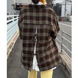 ブラウン | オーバーサイズチェックテーラードシャツジャケット | JUNOAH