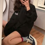 ブラック | ワンポイントプルオーバートレーナー 韓国ファッション | JUNOAH
