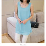 透けない厚手シフォンの二重レイヤード ふんわりシフォンレイヤードタンクトップ | JUNOAH | 詳細画像13