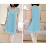 透けない厚手シフォンの二重レイヤード ふんわりシフォンレイヤードタンクトップ | JUNOAH | 詳細画像14