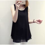 透けない厚手シフォンの二重レイヤード ふんわりシフォンレイヤードタンクトップ | JUNOAH | 詳細画像18